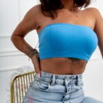 Top krótki Madam Yoga niebieski