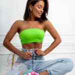 Top krótki Madam Yoga neonowy zielony