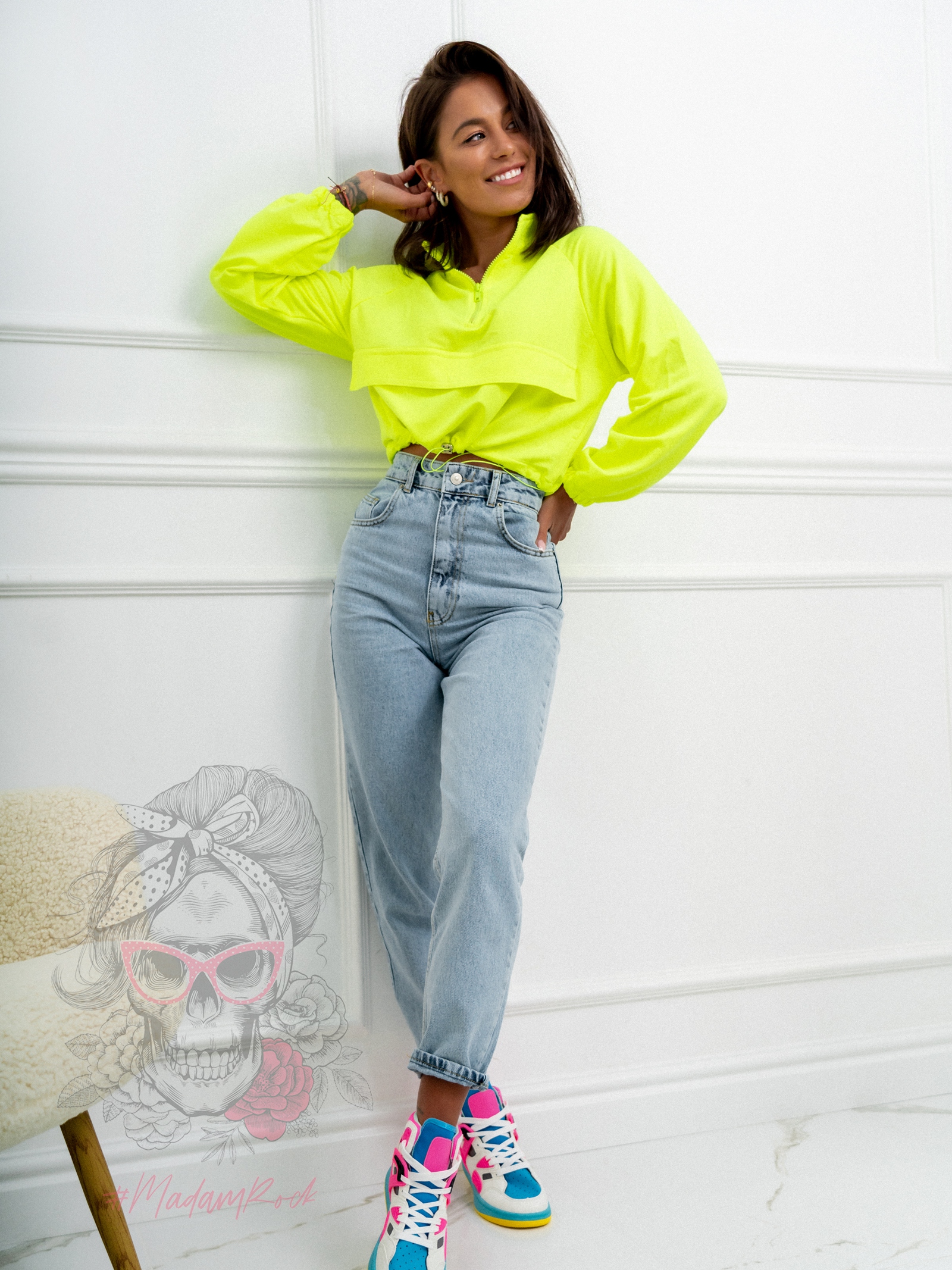 Bluza krótka Fluux neonowa żółta