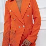 -wyprzedane-Komplet marynarka i spodnie Gracje pomarańczowy