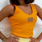 Top prążkowany na ramiączka LA Claro pomarańczowy