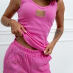 Top prążkowany na ramiączka LA Claro różowy