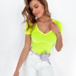 Body welurowe Venus Ola Voga neonowe żółte