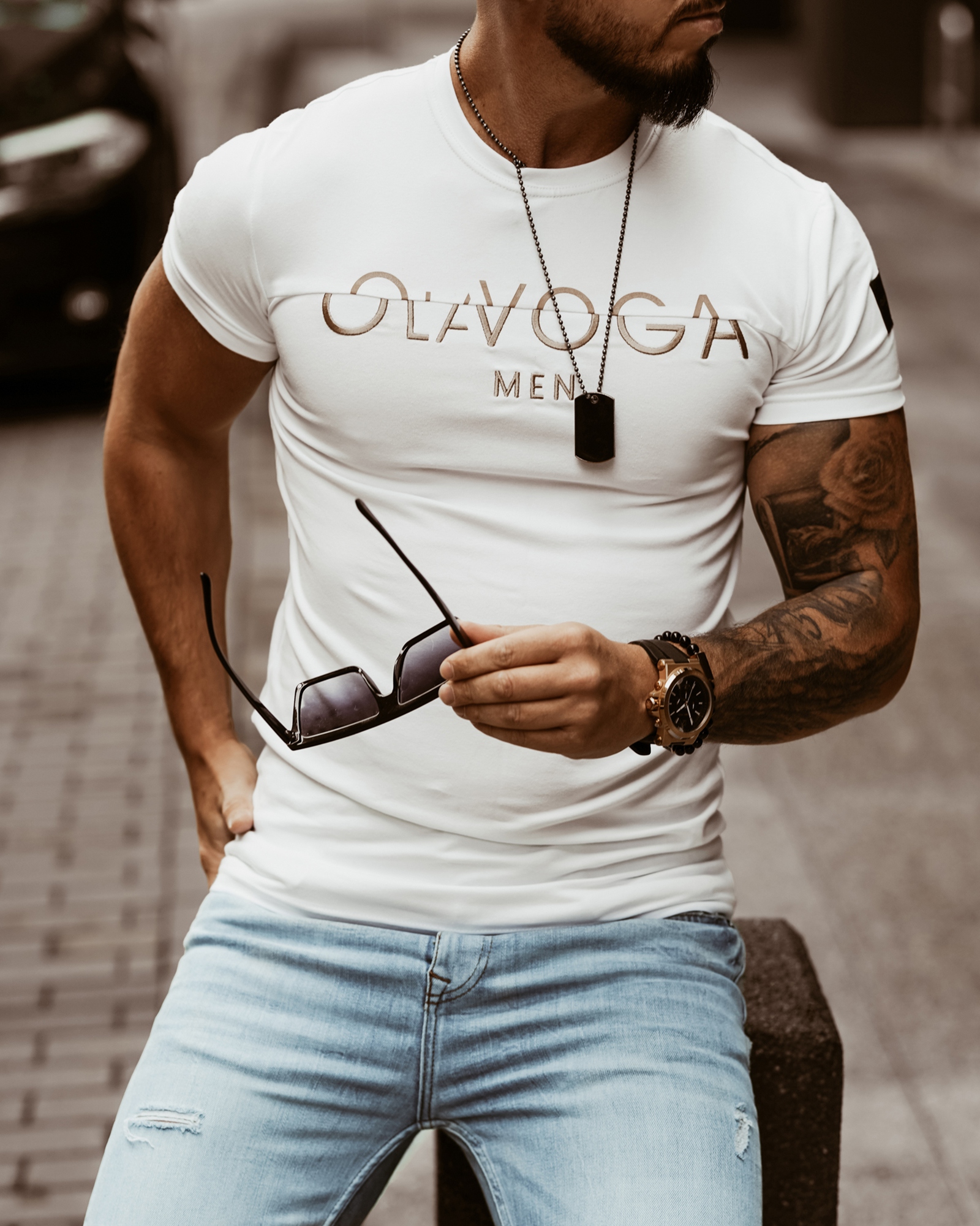 T-shirt męski Nice Cut O'la Voga biały