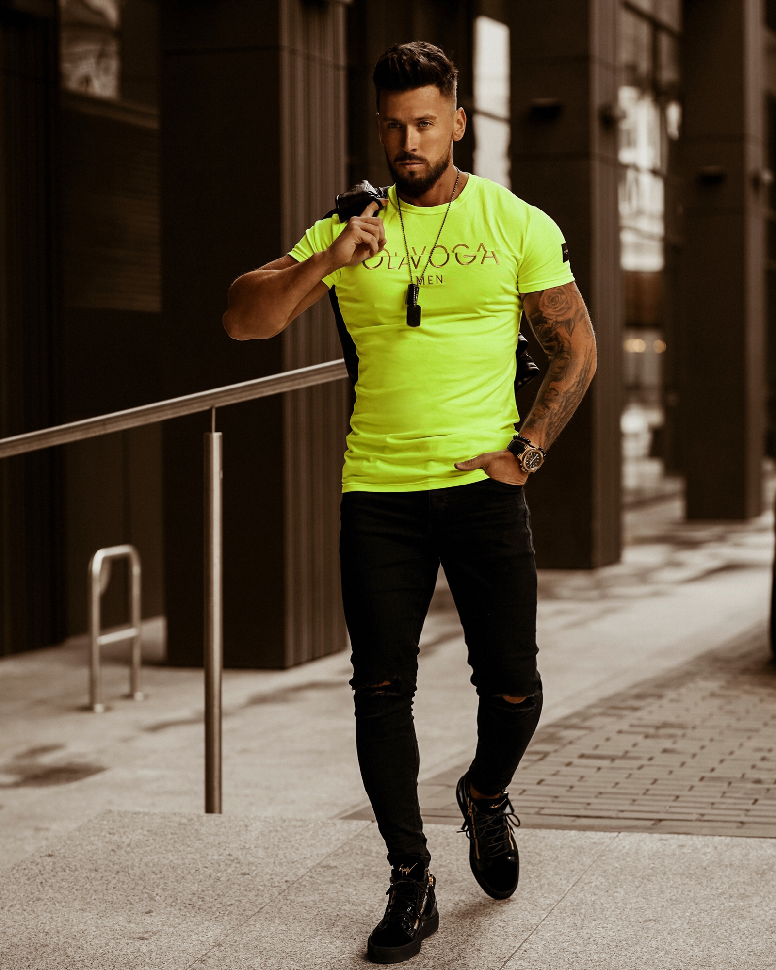 T-shirt męski Nice Cut O'la Voga limonkowy T-shirt męski Nice Cut O'la Voga limonkowy