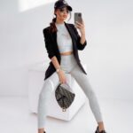 Komplet dopasowany Jenny Ola Voga szary melanż