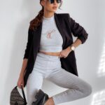 Komplet dopasowany Jenny Ola Voga szary melanż