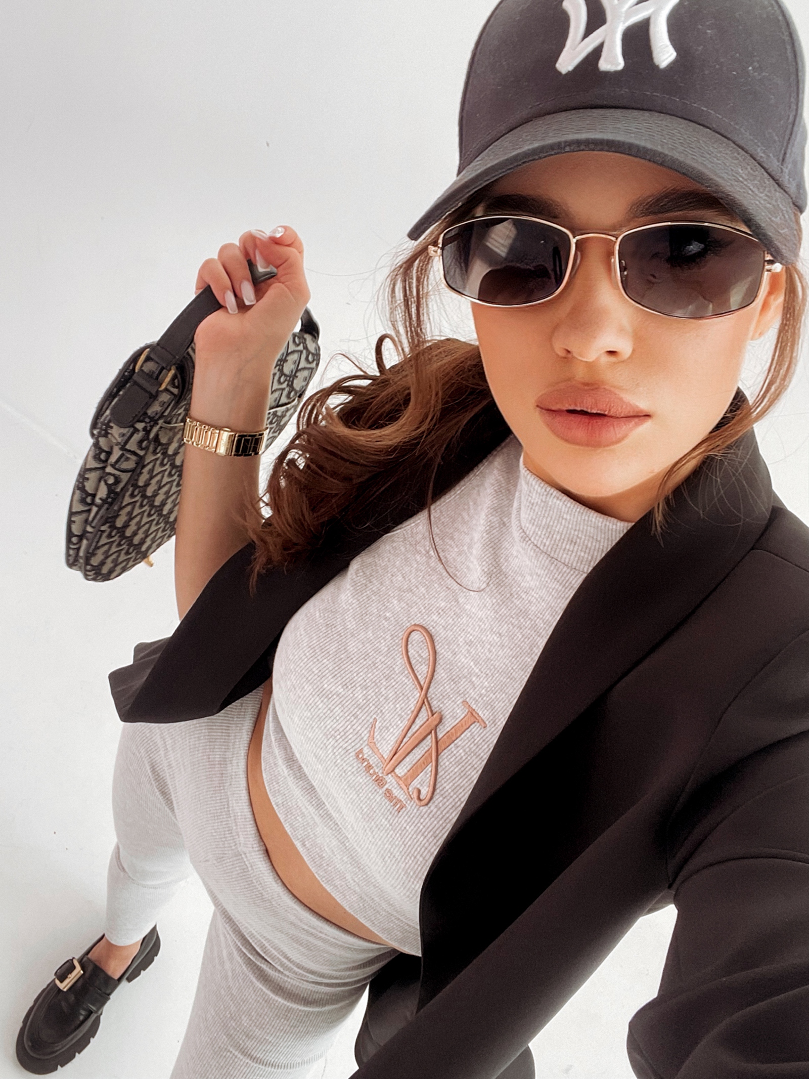 Komplet dopasowany Jenny Ola Voga szary melanż