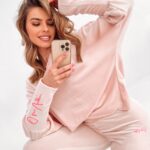 Komplet welurowy Luck O'la Voga pudrowy