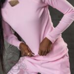 -wyprzedane-Komplet prążkowany Laki Sort pudrowy