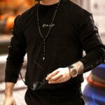 - WYPRZEDANE - Komplet męski welurowy Logo Stripe Man czarny