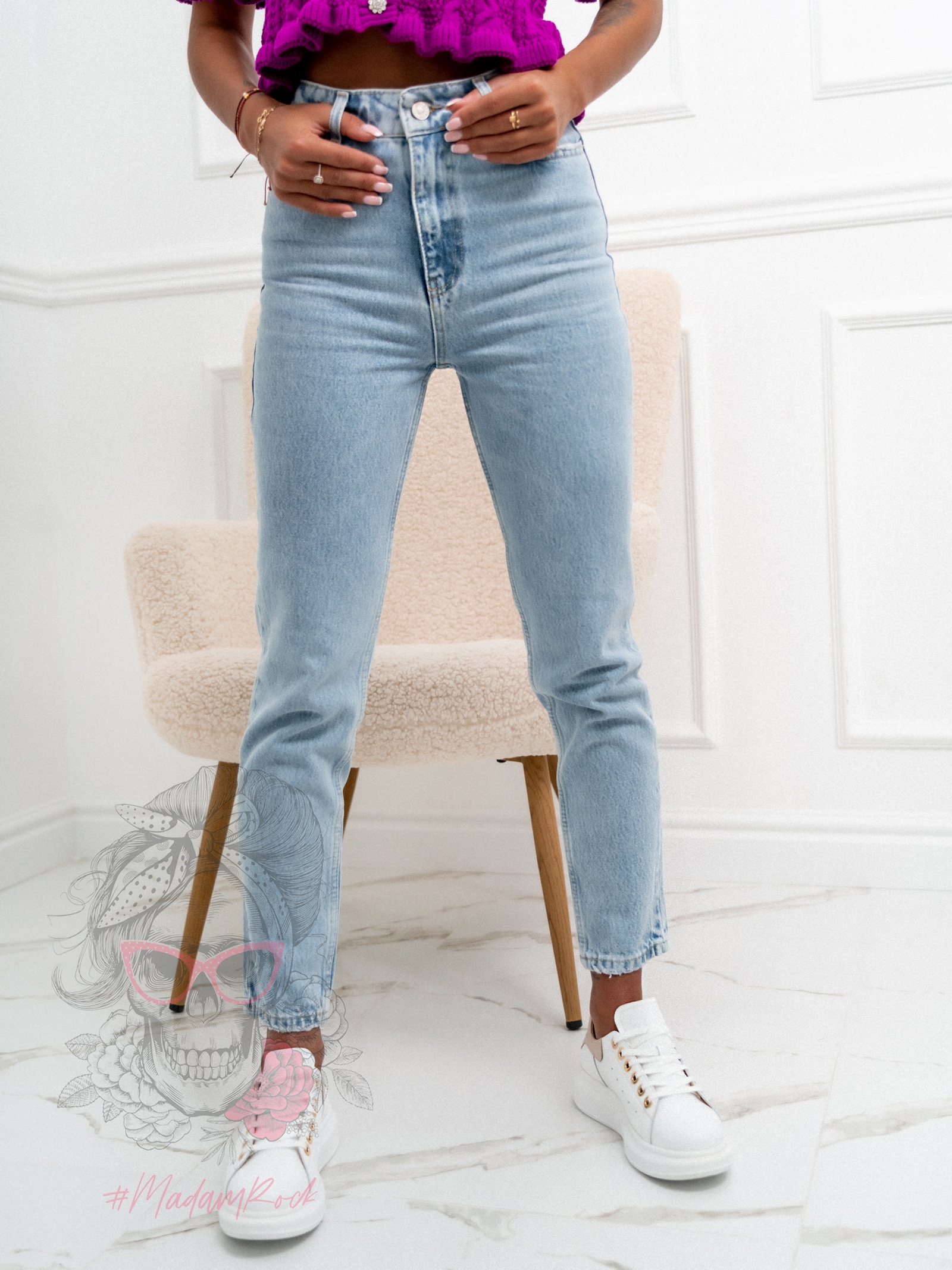 Spodnie jeansowe Mom Stand niebieskie