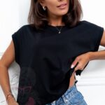 T-shirt krótki oversize Shortli czarny