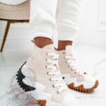 -WYPRZEDANE-Trampki za kostkę Madam Lefo beżowe