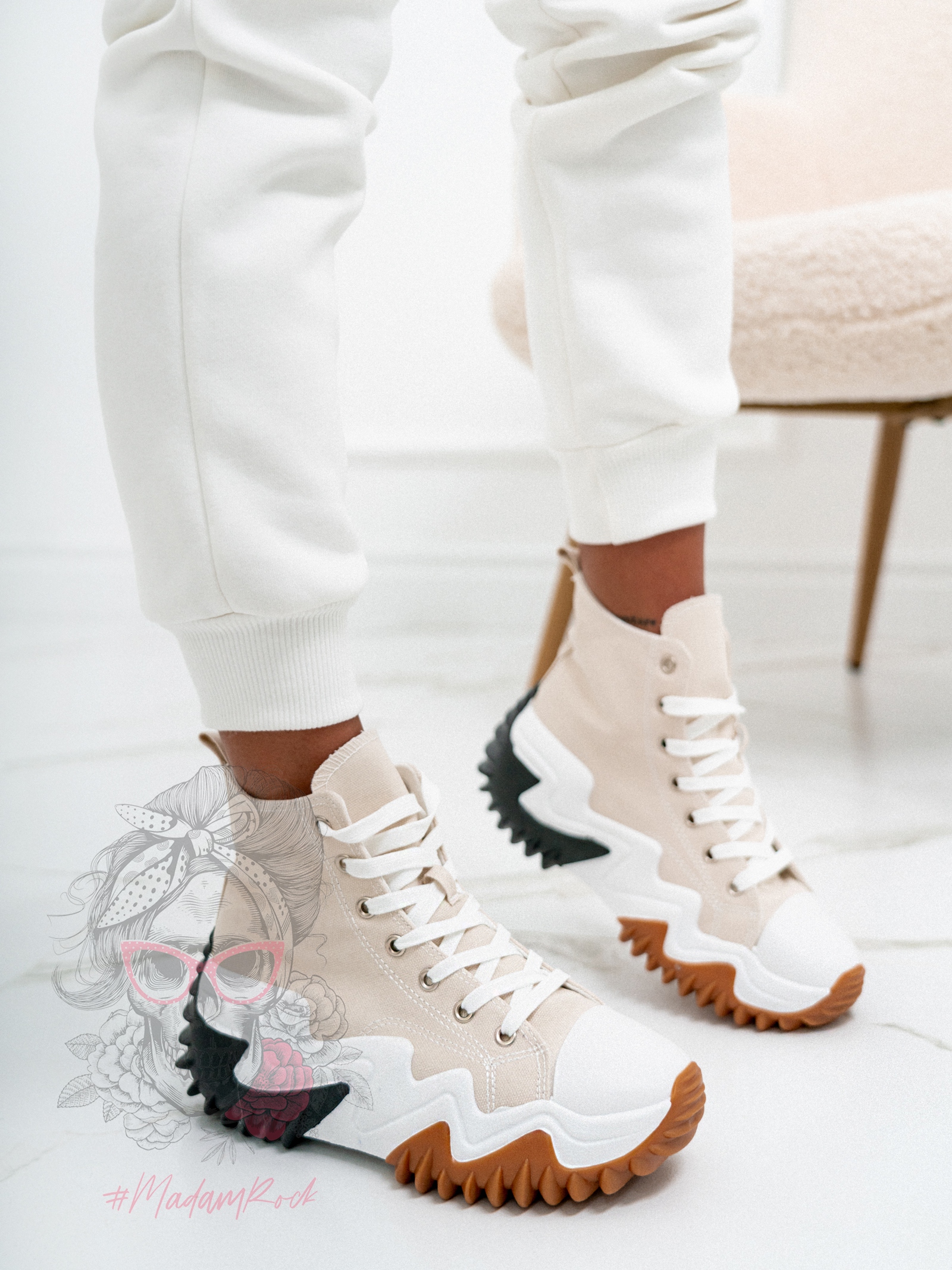 -WYPRZEDANE-Trampki za kostkę Madam Lefo beżowe -WYPRZEDANE-Trampki za kostkę Madam Lefo beżowe