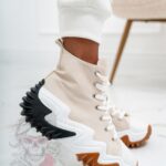 -WYPRZEDANE-Trampki za kostkę Madam Lefo beżowe