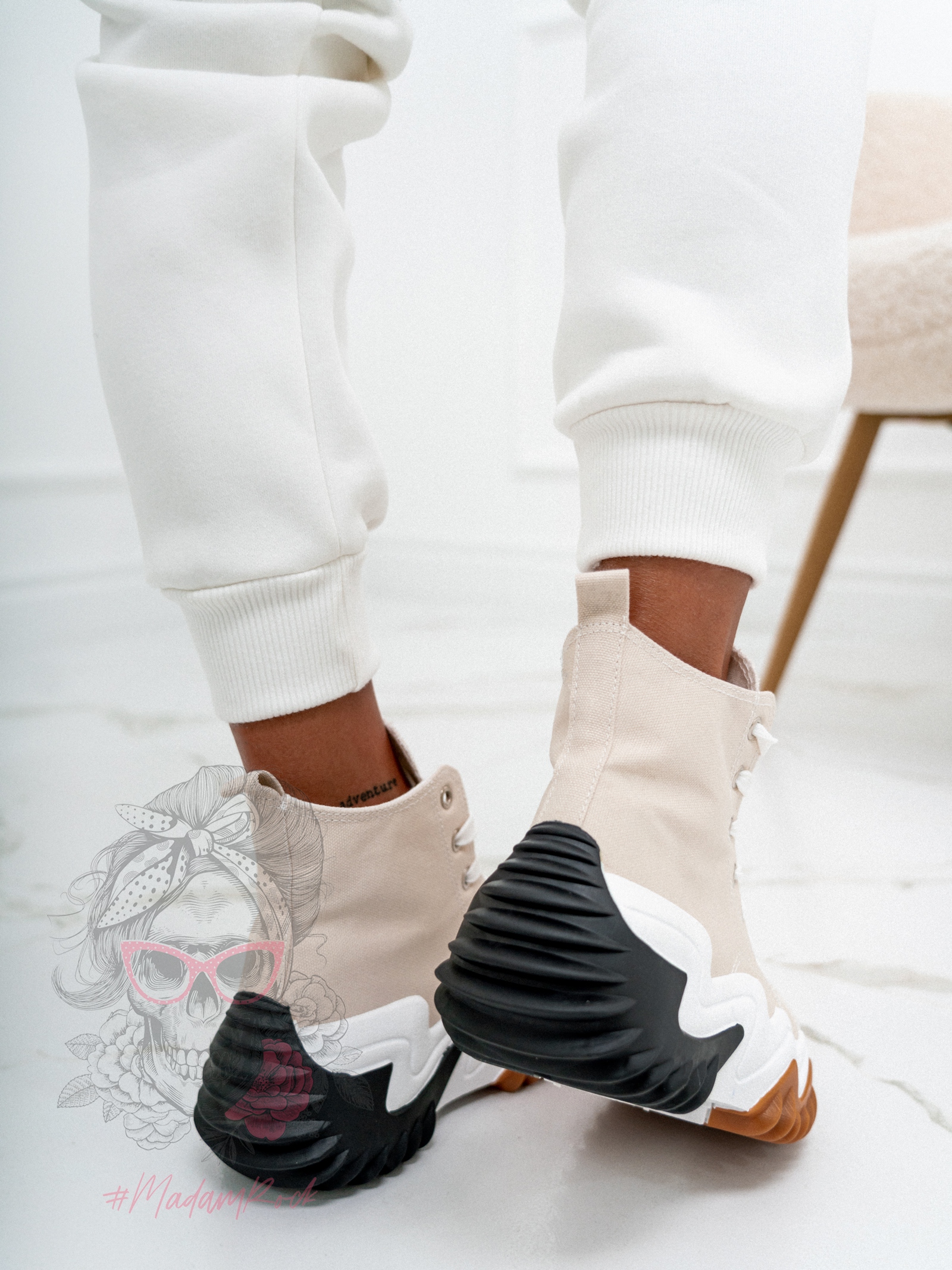 -WYPRZEDANE-Trampki za kostkę Madam Lefo beżowe -WYPRZEDANE-Trampki za kostkę Madam Lefo beżowe