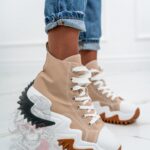 -WYPRZEDANE-Trampki za kostkę Madam Lefo c. beżowe