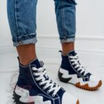 Trampki za kostkę Madam Lefo granatowe