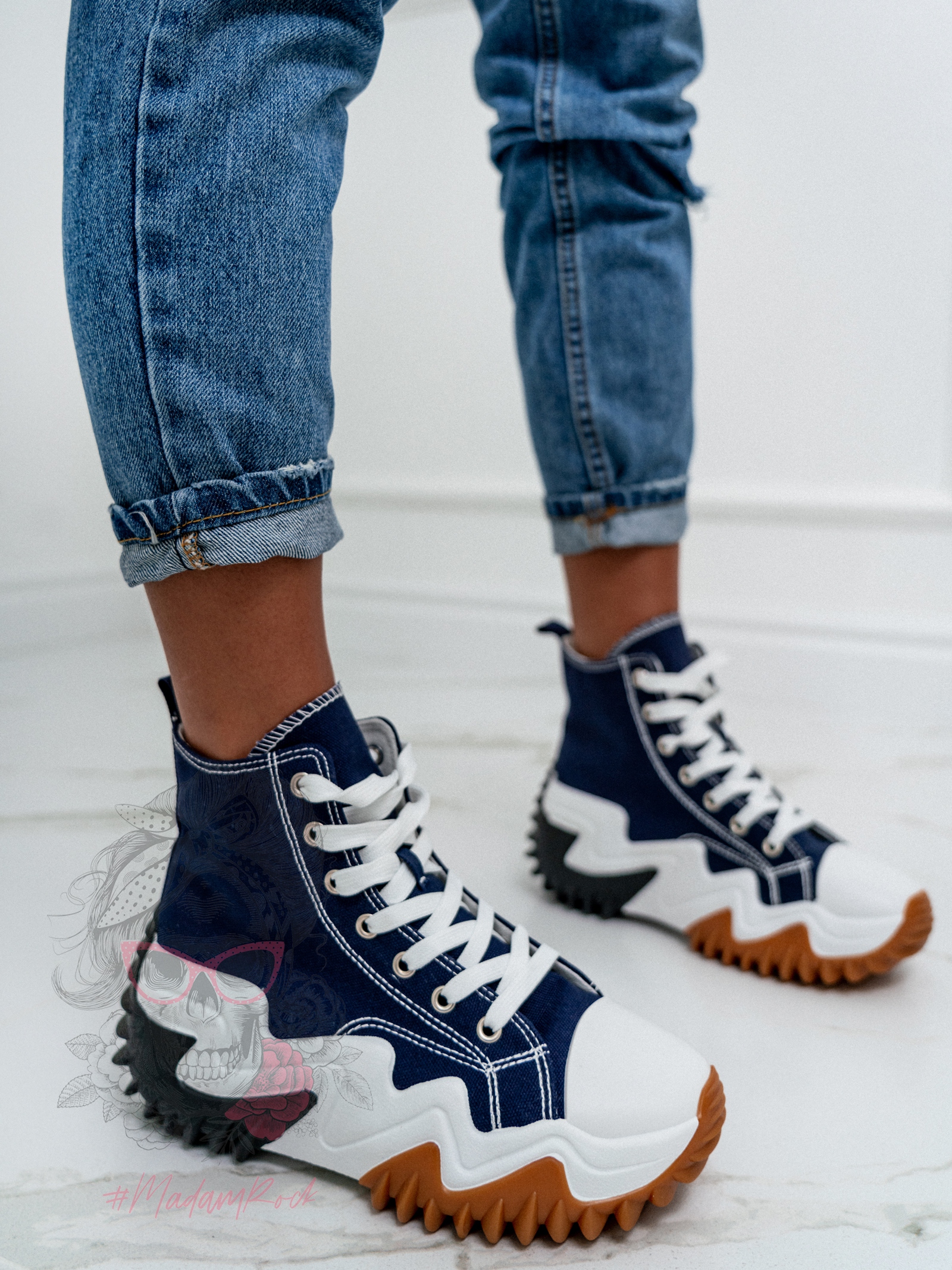 Trampki za kostkę Madam Lefo granatowe