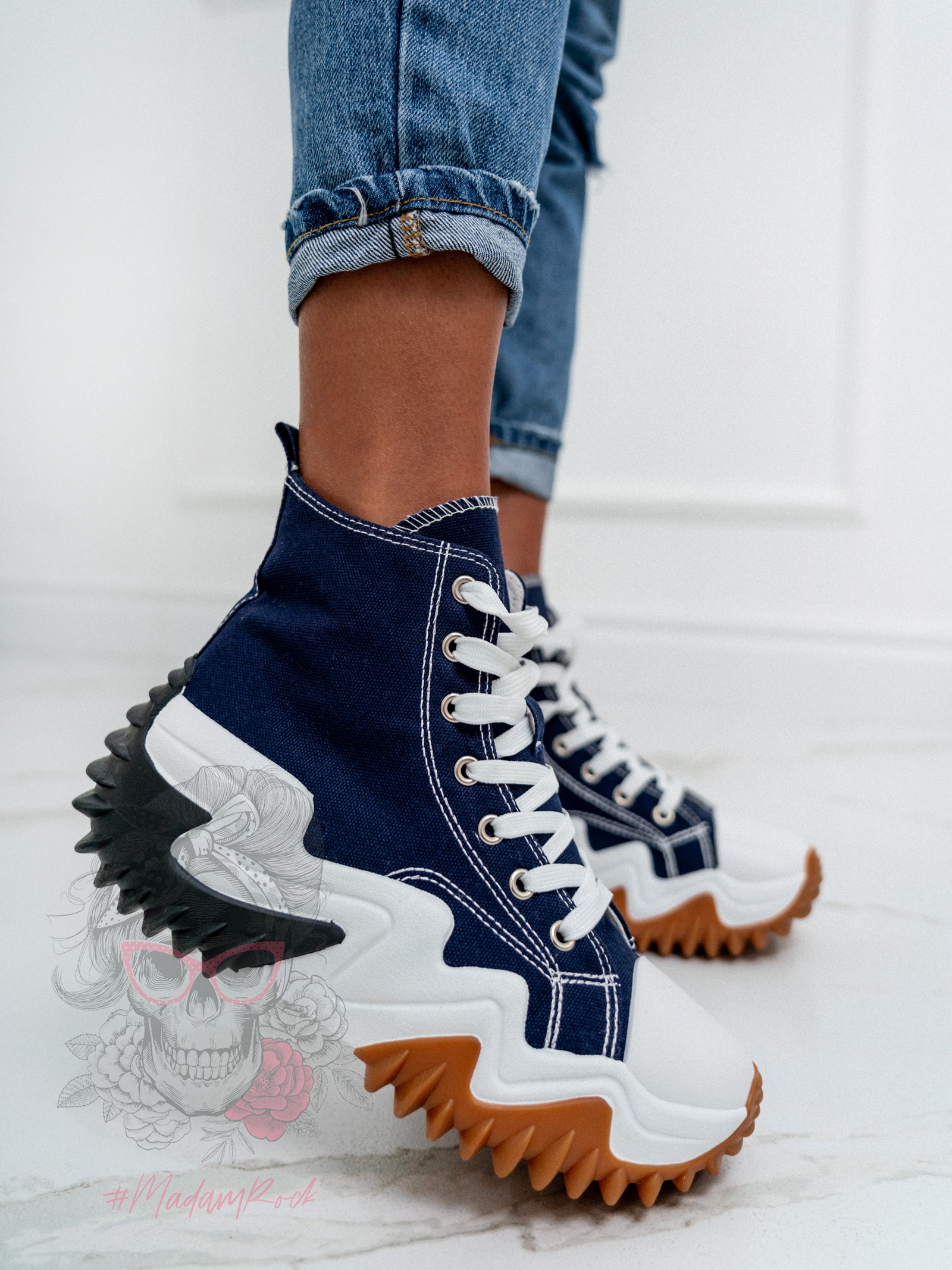 Trampki za kostkę Madam Lefo granatowe