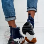 Trampki za kostkę Madam Lefo granatowe