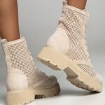 Workery skórzane Madam Krafti beżowe