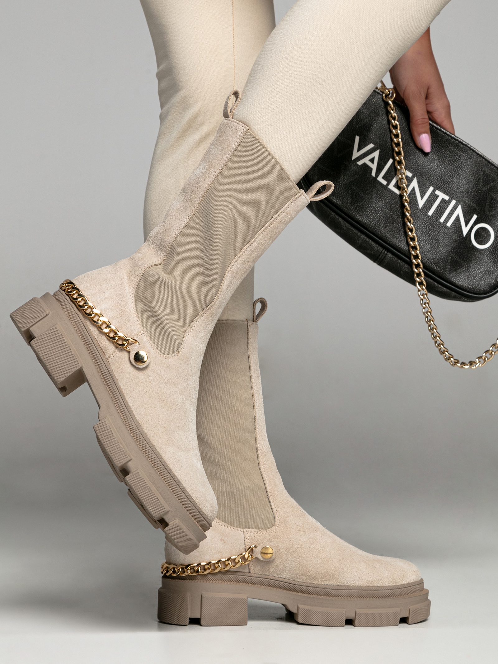 Botki trapery Rock Nendes beżowe zamszowe