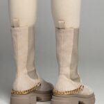 Botki trapery Rock Nendes beżowe zamszowe