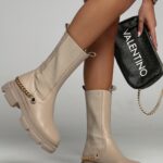 Botki trapery Rock Nendes beżowe skórzane