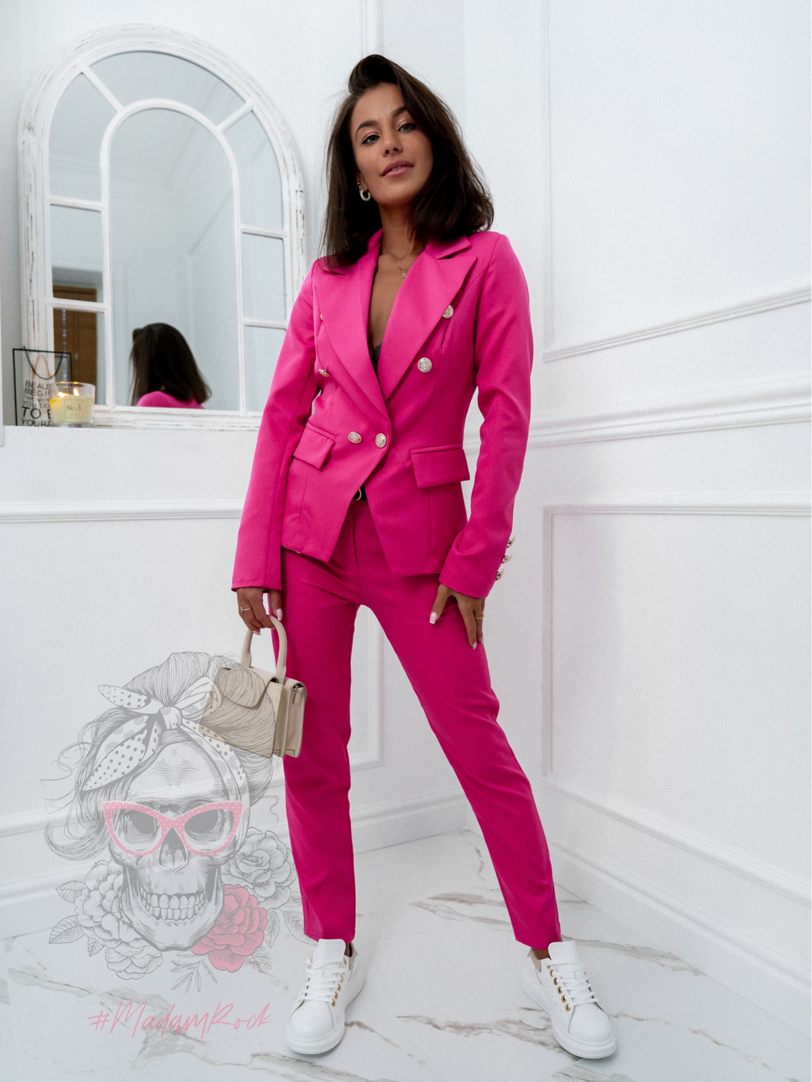 Spodnie eleganckie Gracje fuksja