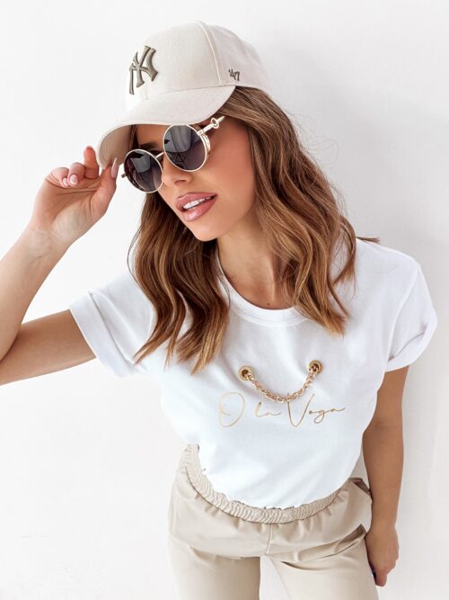 T-shirt Ola Voga Gold Chain biały