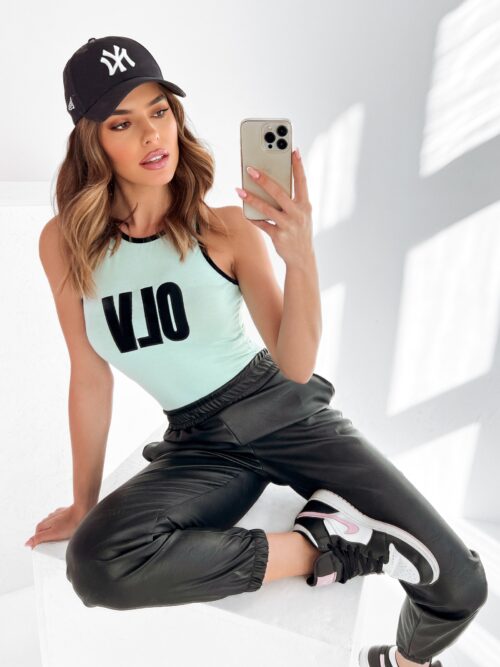 Body bawełniane Black Line Ola Voga miętowe