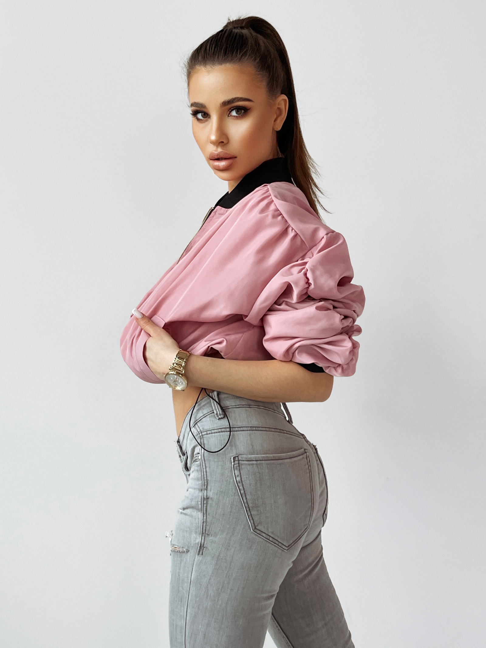 Kurtka bomberka App O'la Voga brudny róż Kurtka bomberka App O'la Voga brudny róż