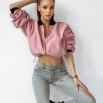 Kurtka bomberka App O'la Voga brudny róż