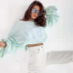 Bluza oversize Flower OLA VOGA miętowa