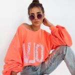 Bluza oversize Flower OLA VOGA pomarańczowa