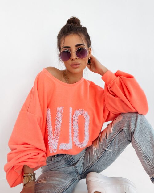 Bluza oversize Flower OLA VOGA pomarańczowa