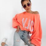 Bluza oversize Flower OLA VOGA pomarańczowa