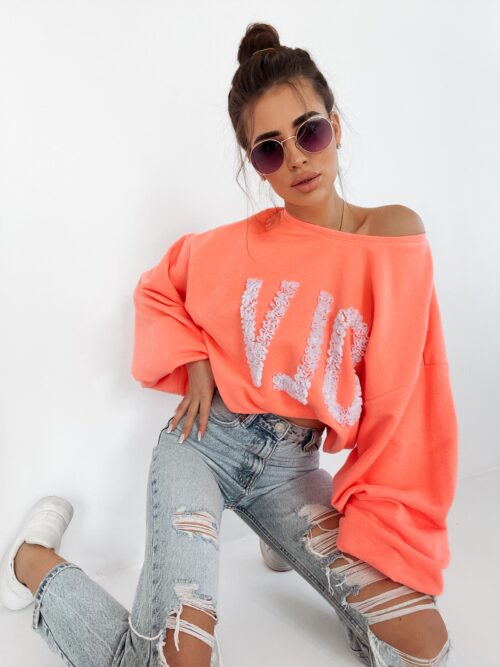 Bluza oversize Flower OLA VOGA pomarańczowa