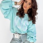 Bluza oversize Flower OLA VOGA niebieska