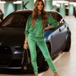 Komplet welurowy Ola Voga Gold Lv Woman zielony