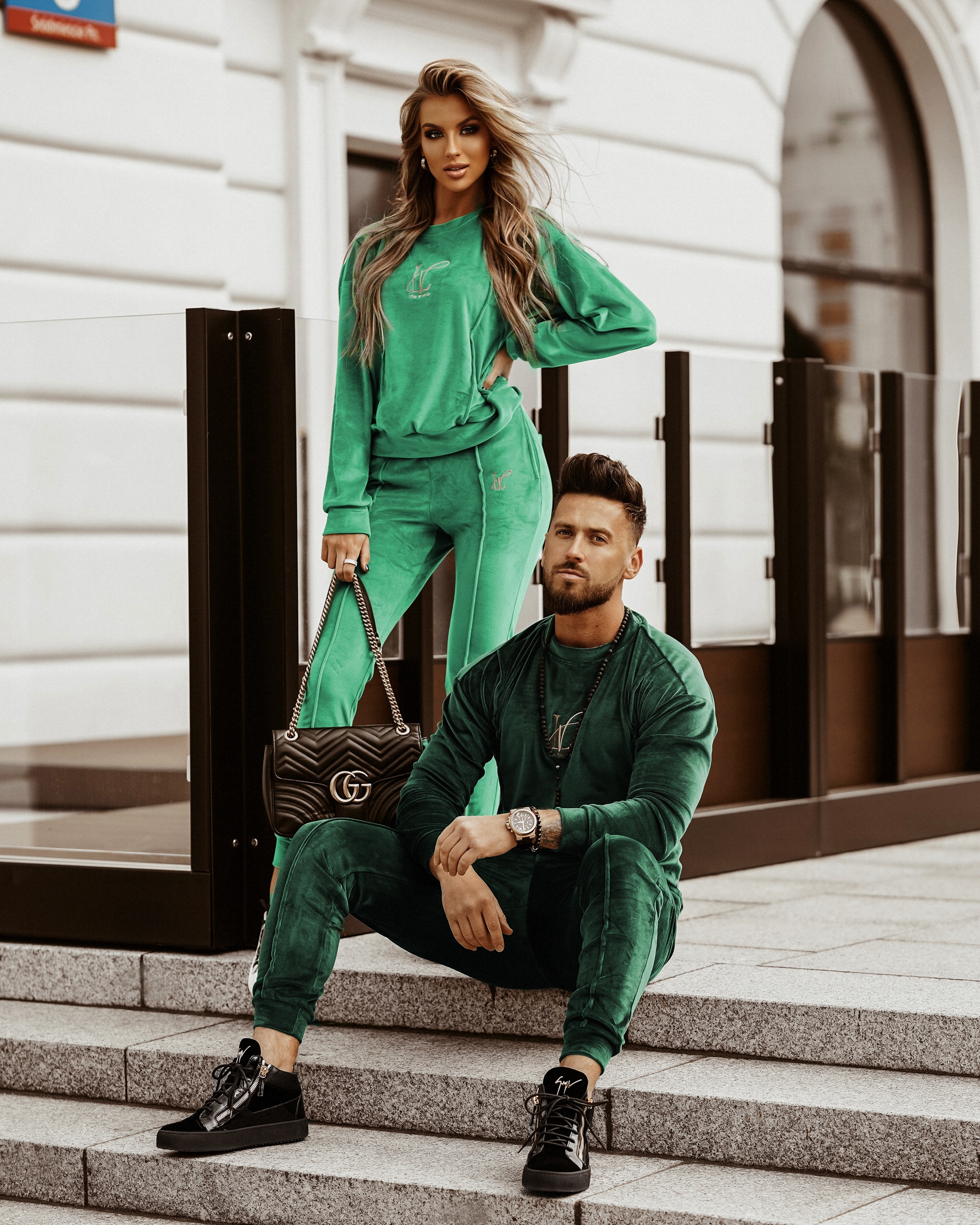 Komplet welurowy Ola Voga Gold Lv Woman zielony