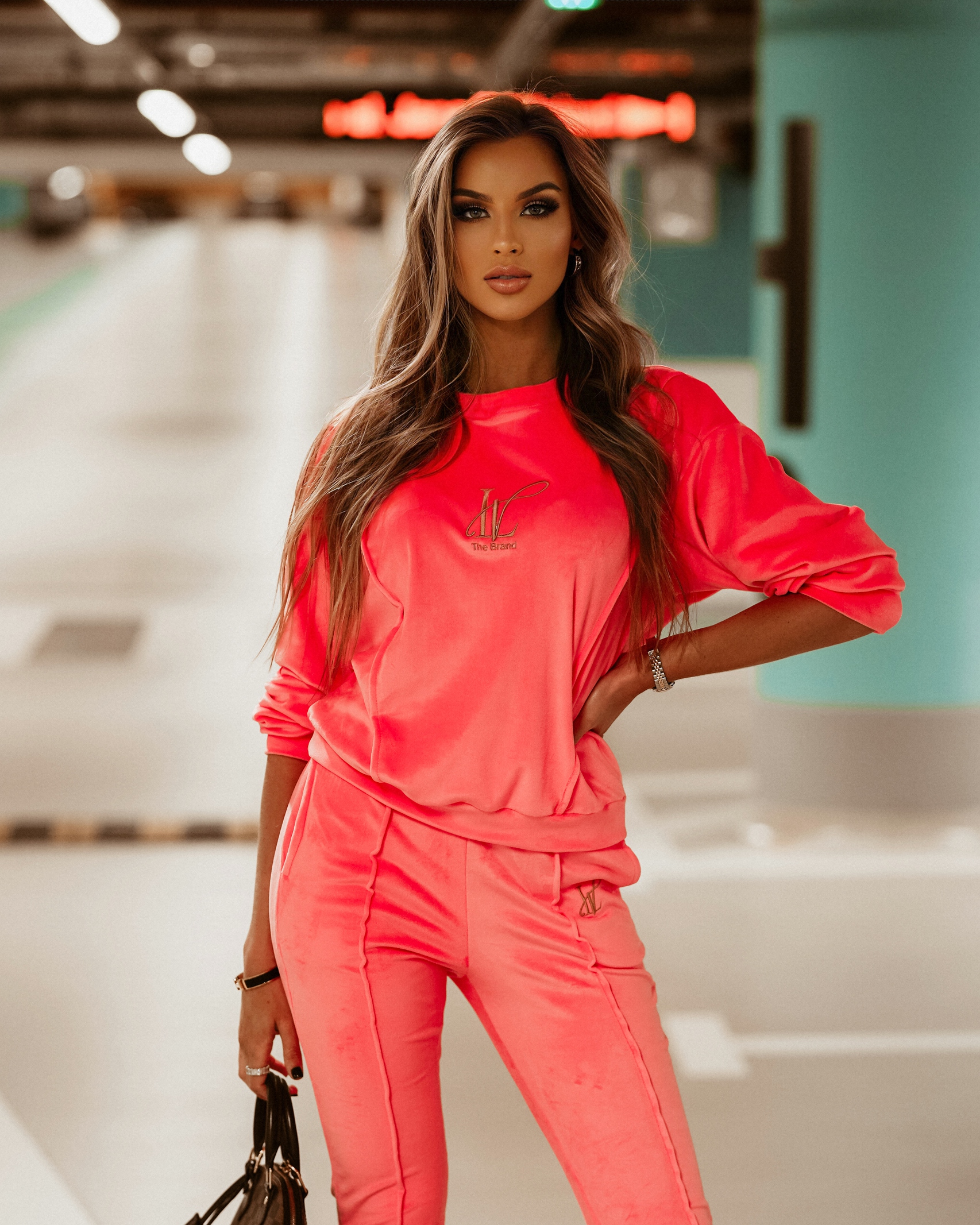 Komplet welurowy Ola Voga Gold Lv Woman różowy Komplet welurowy Ola Voga Gold Lv Woman różowy