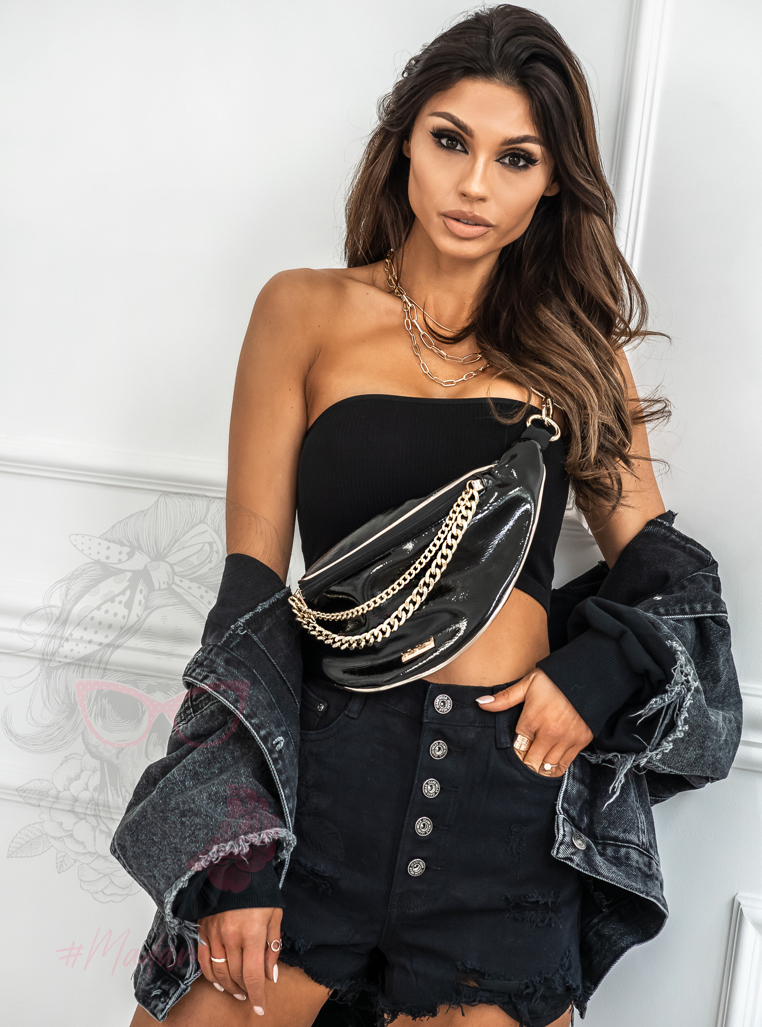 Szorty jeansowe Rock Sheva czarne