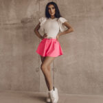 Spodenki z wyższym stanem Skirt Pants neonowy róż