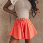 Spodenki z wyższym stanem Skirt Pants pomarańczowe