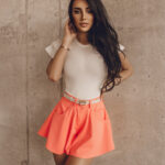 Spodenki z wyższym stanem Skirt Pants pomarańczowe