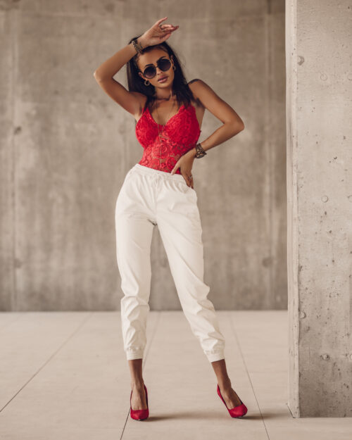 Body koronkowe Merletto czerwone