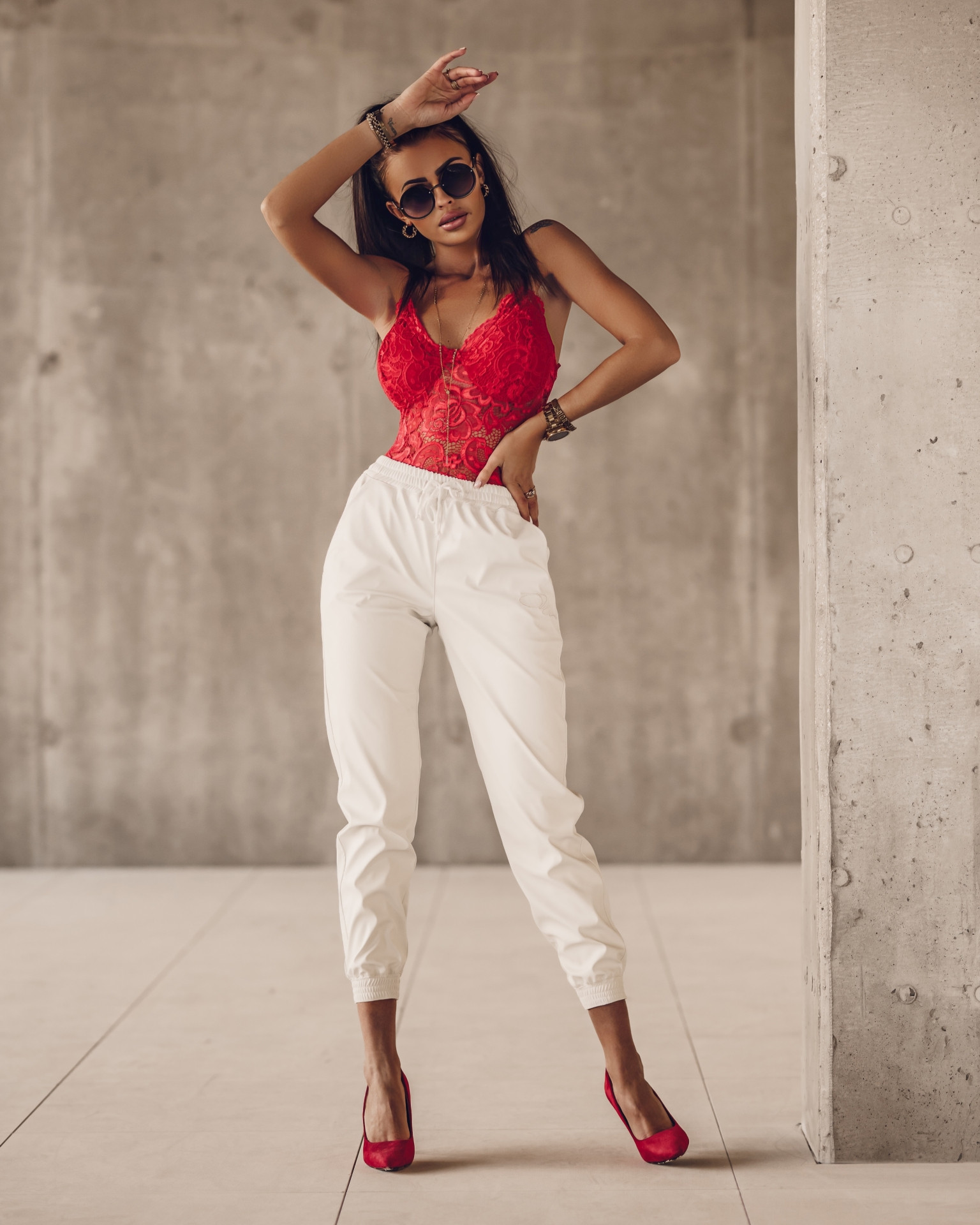 Body koronkowe Merletto czerwone